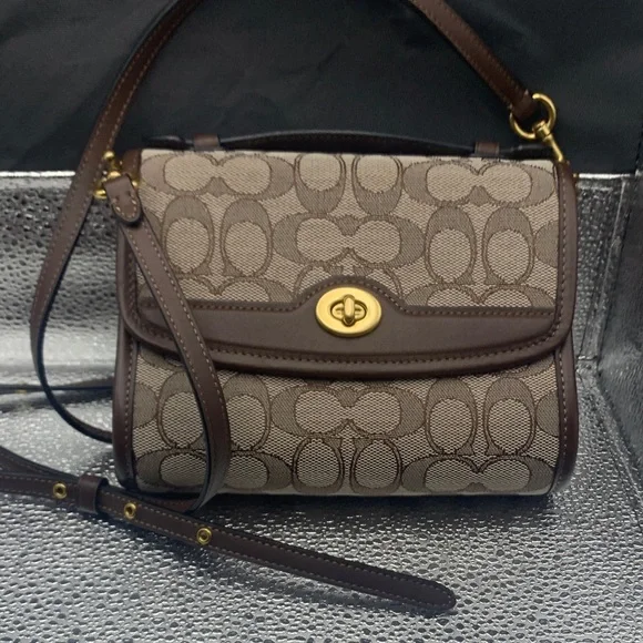 Coach Tan and Brown Signature Shoulder Bag - Picture 1 of 9